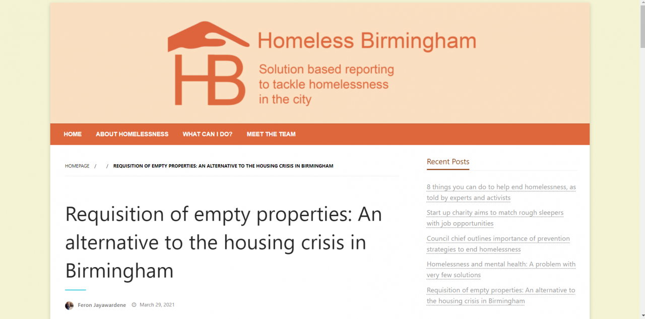 Screenshot of website article on requisition of empty properties